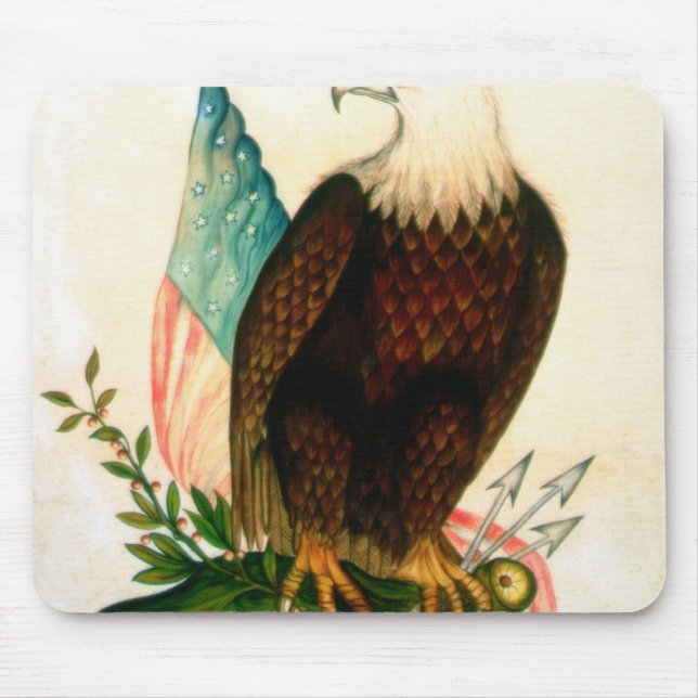 Bald eagle with flag mouse mat (Front)