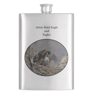 Bald Eagle with her baby Hip Flask
