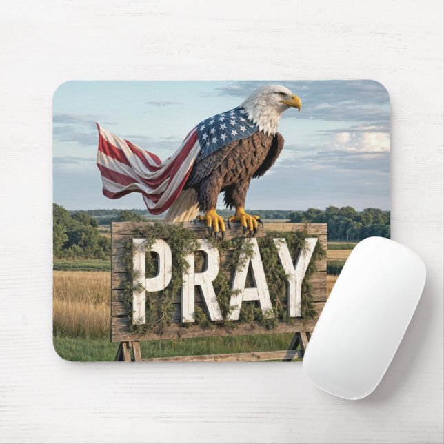 Bald Eagle With Pray Sign Mouse Mat (With Mouse)