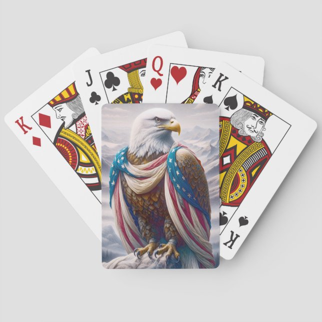 Bald Eagle with Tears and American Flag Playing Cards (Back)