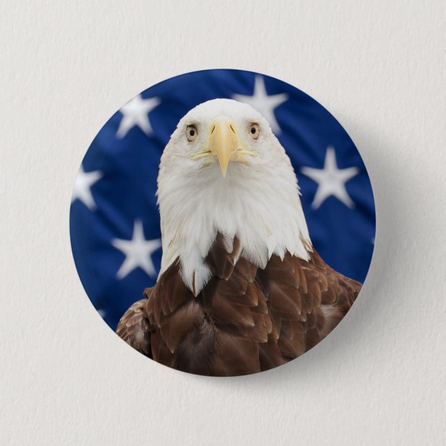 Bald Eagle with the American Flag 6 Cm Round Badge (Front)