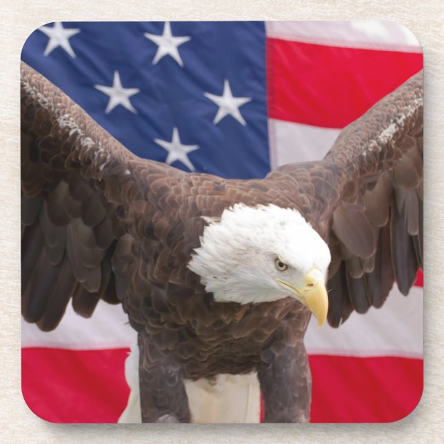 Bald Eagle with the American Flag Coaster (Front)