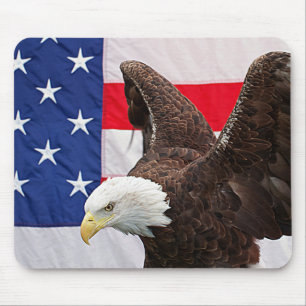 Bald Eagle with the American Flag Mouse Mat
