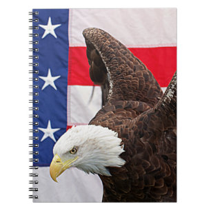 Bald Eagle with the American Flag Notebook
