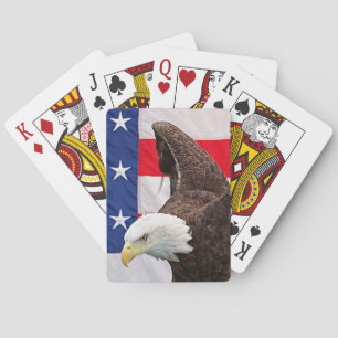 Bald Eagle with the American Flag Playing Cards