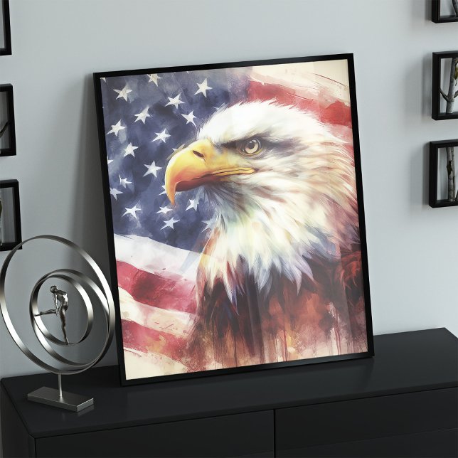 Bald Eagle with United States of America flag Poster (Creator Uploaded)
