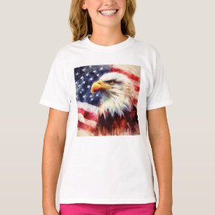 Bald Eagle with United States of America flag T-Shirt