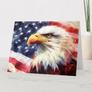 Bald Eagle with United States of America flag Thank You Card