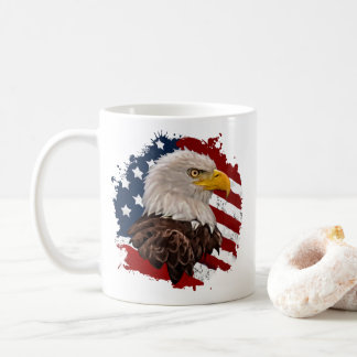 Bald Eagle with USA Flag Patriotic Mug
