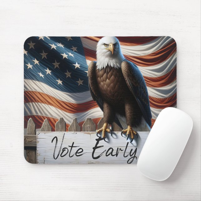 Bald Eagle With Vote Sign Mouse Mat (With Mouse)