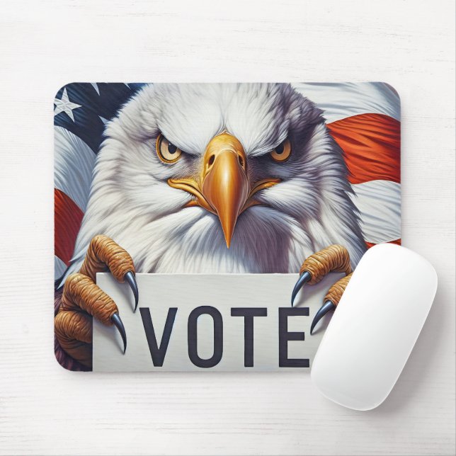 Bald Eagle With Vote Sign Mouse Mat (With Mouse)