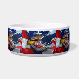 Bald Eagle Wolf American Flag