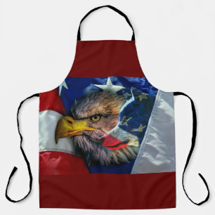 Bald Eagle Wolf American Flag Apron