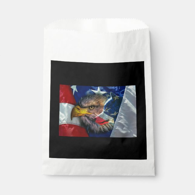 Bald Eagle Wolf American Flag Favour Bags (Front)