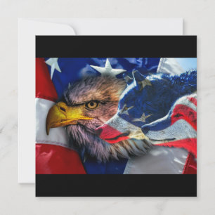 Bald Eagle Wolf American Flag Invitation