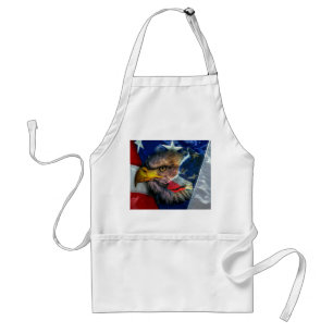 Bald Eagle Wolf American Flag Standard Apron