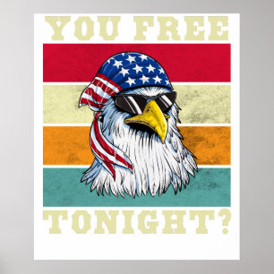 Bald Eagle Women Men Vintage 4th Of July You Free  Poster
