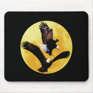 Bald eagles and full moon mouse mat