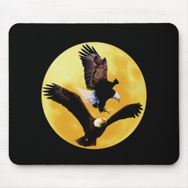 Bald eagles and full moon mouse mat (Front)