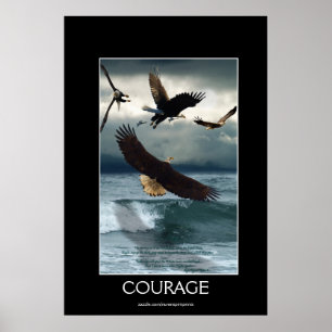 Bald Eagles COURAGE Motivational Art Poster