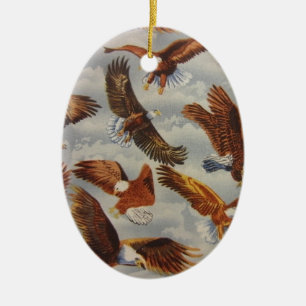 Bald Eagles in Flight Ceramic Tree Decoration