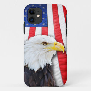 Bald eeagle and flag iPhone 11 case
