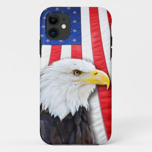 Bald eeagle and flag iPhone 11 case