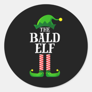 Bald Elf Matching Family Group Christmas Party Pyj Classic Round Sticker