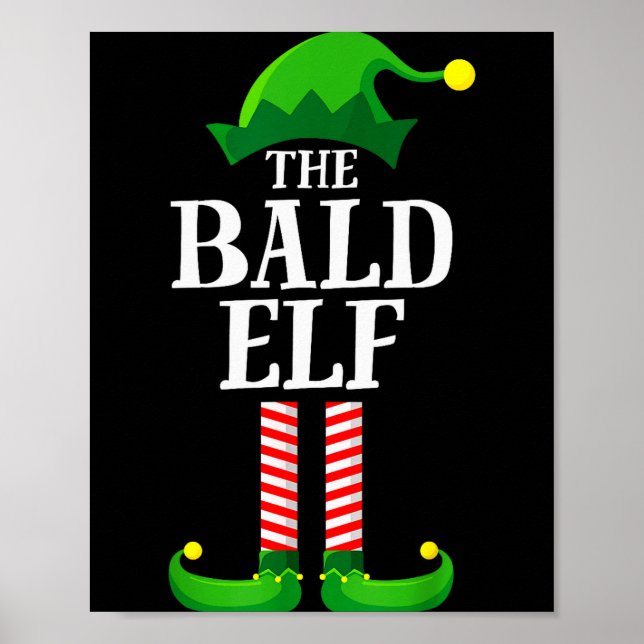 Bald Elf Matching Family Group Christmas Party Pyj Poster (Front)