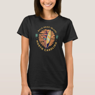 Bald Head Island Nc Beachgoing Surfboard Girl Vaca T-Shirt