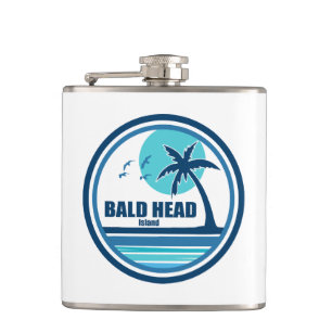 Bald Head Island North Carolina Palm Tree Birds Hip Flask