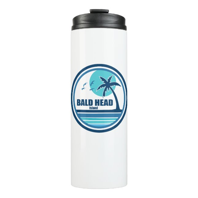 Bald Head Island North Carolina Palm Tree Birds Thermal Tumbler (Front)