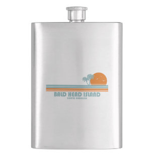 Bald Head Island North Carolina Sun Palm Trees Hip Flask
