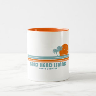 Bald Head Island North Carolina Sun Palm Trees Two-Tone Coffee Mug