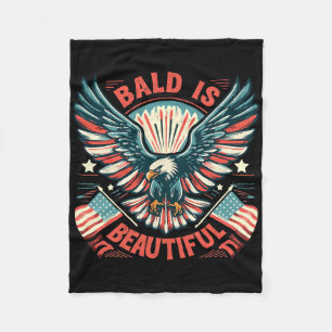 Bald Is Beautiful 4th Of July Independence Day Ame Fleece Blanket
