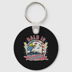Bald Is Beautiful 4th Of July Independence Day Bal Key Ring