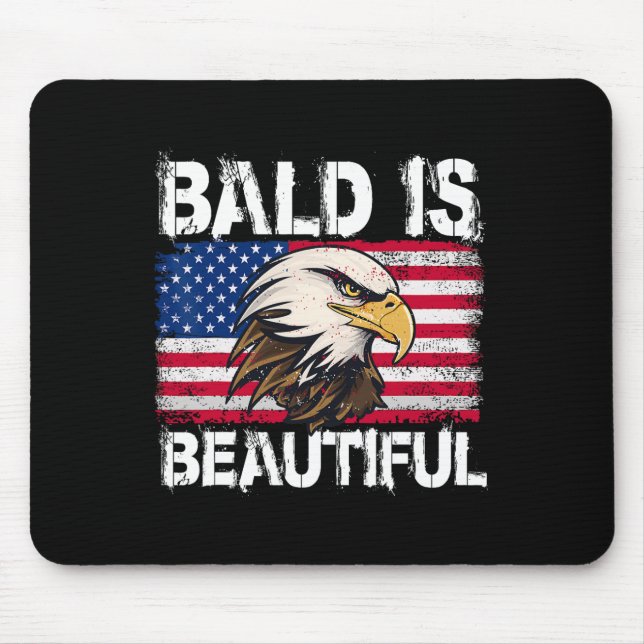 Bald Is Beautiful 4th Of July Independence Day Bal Mouse Mat (Front)