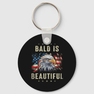 Bald Is Beautiful 4th Of July Independence Day Eag Key Ring