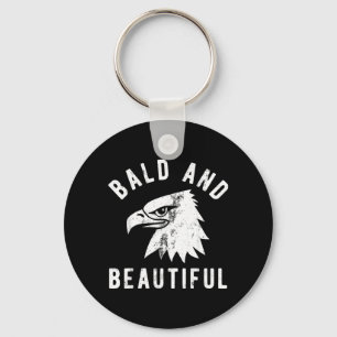 Bald Is Beautiful 4th of July Independence Day Key Ring