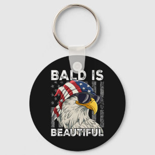Bald Is Beautiful 4th Of July Key Ring