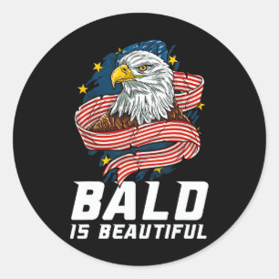 Bald Is Beautiful 4th Of July Patriotic Eagle Usa  Classic Round Sticker