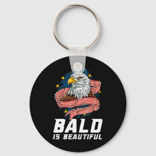 Bald Is Beautiful 4th Of July Patriotic Eagle Usa Key Ring