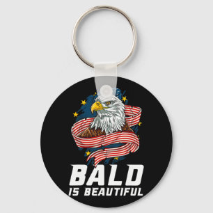 Bald Is Beautiful 4th Of July Patriotic Eagle Usa Key Ring