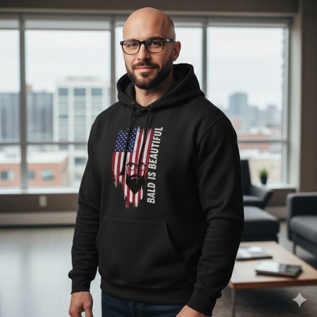 Bald Is Beautiful American Flag Hoodie (Creator Uploaded)