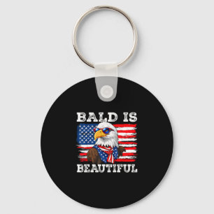 Bald is beautiful bald eagle 4th of july key ring