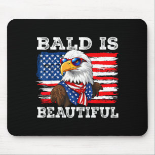 Bald is beautiful bald eagle 4th of july mouse mat