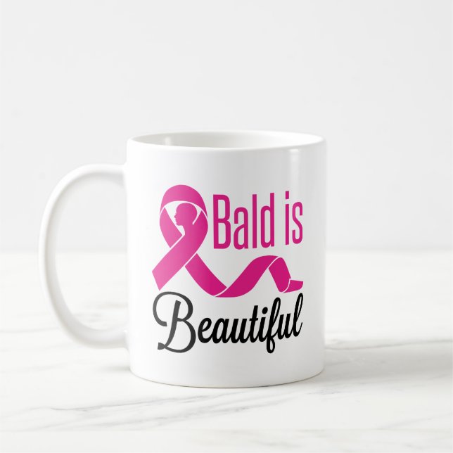 Bald Is Beautiful Breast Cancer Survivor Awareness Coffee Mug (Left)