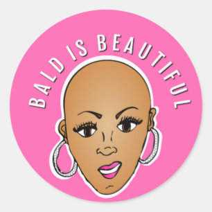 Bald is beautiful classic round sticker
