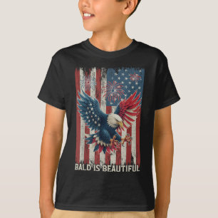 Bald Is Beautiful Eagle Usa Flag Patriotic 4th Of T-Shirt