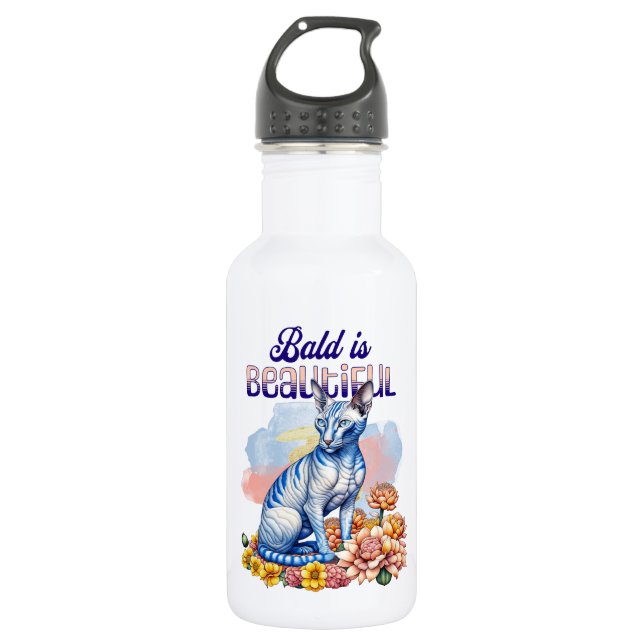 Bald is Beautiful | Hairless Cat 532 Ml Water Bottle (Front)